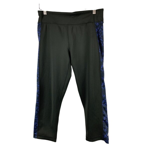 Adidas Womens Climalite Black & Blue Patterned Performance Capris - Size M - Picture 1 of 6